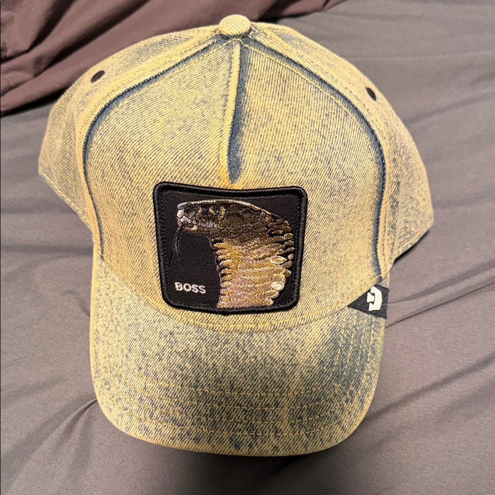 Goorin bros denim Boss Cap with Black Cobra Patch